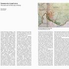 Links oben: "Головна вісь історії міста", darunter "The main axis of the city’s history". Rechts: Karte mit Texten "Поштовий шлях" und "Postal route".