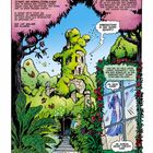 Es handelt sich um die Illustration "Die Krieger von Goraikon". Ein überwucherter Turm in einem dichten, bunten Wald.