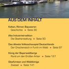 Aus dem Inhalt: Geschichte Seite 30, Glaskunst Seite 50, Drachenspiel Seite 97, Arber Seite 127, Zwiesel 141, Regensburg 203. 

Im Hintergrund ist eine malerische Stadt mit einer großen, gotischen Kathedrale am Flussufer.