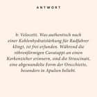 ANTWORT

b: Velocetti. Was authentisch nach einer Kohlenhydratsättigung für Radfahrer klingt, ist frei erfunden. Während die röhrenförmigen Cavatappi an einen Korkenzieher erinnern, sind die Strascinati, eine abgewandelte Form der Orecchiette, besonders in Apulien beliebt.