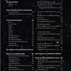 Inhalt mit Kapiteln über unser Sonnensystem, Milchstraße und Kosmos im Sommer/Winter. Sterne im Hintergrund.