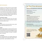 Seite 32: Wie Kinder Trost brauchen. Schritte: Rahmen schaffen, Sicherheit, Reise anleiten, Nachspüren.   
Seite 33: Trost-Tiger-Mitmachseite mit Meditation und QR-Code.   
Illustration: Ein Tiger mit Rucksack am Strand sitzend.