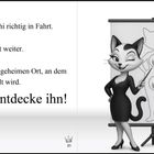 Text: Großartig! Jetzt kommt die Muschi richtig in Fahrt. Geh noch einen Schritt weiter. Jede Muschi...

Illustration: Eine Katze in einem Kleid zeigt auf ein Diagramm mit Hotspots.