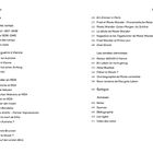 Zweispaltige Inhaltsangabe französischer und deutscher Texte mit Seitenzahlen und Kapiteln über Exil und Nachkriegszeit.