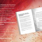 Texte über Weiblichkeit, Sinnlichkeit, Meditation und Rituale auf rotem Hintergrund. Buchseite zeigt Reflexionsfragen.