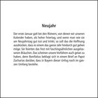 „Neujahr“
Der Text beschreibt den 1. Januar als römischen Feiertag und die Traditionen rund um das Neujahrsfest.