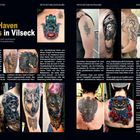 "South Haven Tattoos in Vilseck" in gelber Schrift. Serien von Tätowierungen mit Tier- und Kunstmotiven. Kontaktinfos am Ende.