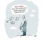 Sprechblase: "Dieses MAGA kann doch nur bedeuten, MAKE ADENAUER GREAT AGAIN!". Illustration eines Mannes mit Engeln in Wolken.