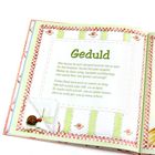 "Geduld" steht oben. Darunter ein Gedicht über Geduld und Warten. Links am Rand eine Illustration mit einer Schnecke.