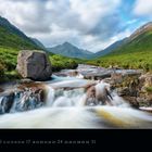"The Blue Pools, Isle of Arran" steht unten. Ein Fluss fließt durch eine grüne Berglandschaft. Januar 2027 Kalender.