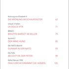 Liste mit Titeln und Zahlen: "DIE KRÖNUNG IM SCHAUFENSTER 63", "LA DOLCE VITA 71", "BRIGITTE BARDOT IM KELLER 79" usw.