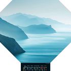 Februar 2027. Kalenderblatt mit Küstenlandschaft und blauem Meer. Berge im Hintergrund. Wochentage und Zahlen unten.