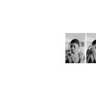 Zwei Schwarz-Weiß-Fotos zeigen eine Person, die sich mit einem Werkzeug die Augenbrauen formt.