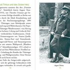 "August Trinius und das Grüne Herz" und "August Trinius". Ein Mann lehnt mit einem Stock an einem Holzzaun.