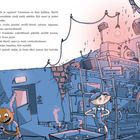 Texte: "Todistusaineisto hylly #2", "Älä pelkää tätä kattokamera." Illustration eines Lagerraums. Zwei Figuren suchen dort.