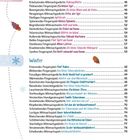 Herbst und Winter, gefolgt von Gedicht- und Fingerspieltiteln mit Seitenzahlen. Farbige Blätter- und Schneeflockenillustrationen.