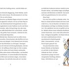 Seiten mit Text über Melody und ihre Erlebnisse in Funkental. Illustration eines Mädchens mit Fahrrad.