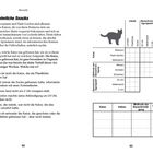 **Und so geht’s:** Anleitung für ein Buch über Katzenkriminalität. Lösung von 75 Fällen durch Hinweise und Raster. Viel Glück!