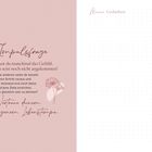 Titel: Impulsfrage. Text: Vertrauen auf das eigene Lebenstempo. Illustration: Zwei Blumen auf rosa Hintergrund.