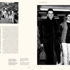 Links englischer und deutscher Text über Louis Vuitton. Rechts Frau mit Monogramm-Handtasche, lächelnd, mit Junge.