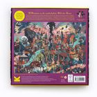 "Willkommen in der zauberhaften Welt der Hexen" steht oben. Darunter eine bunte Illustration einer lebhaften Hexenwelt.