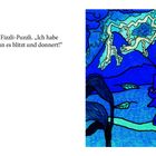 Text: „Aber ich!“, sagt der lila Fizzli-Puzzli. Illustration: Figur mit Hut hat Angst im Gewitter mit Blitzen und dunklen Wolken.