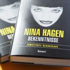 "Nina Hagen Bekenntnisse. Erweiterte Neuausgabe." Darunter ein Porträt einer Person in Schwarz-Weiß-Stil.