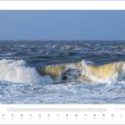 FEBRUAR | FEBRUARY | 2027. Stürmische Nordseewellen mit einer Möwe im Hintergrund. Meerlandschaft von Hans Jessel.