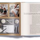Links: Bilder von Designprozessen und -materialien. Rechts: Fließtext über TAF Studio und skandinavisches Design.