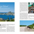 "Fogo Island. Wie man Tradition in der Moderne bewahrt." Foto von Küstenlandschaft und Karibu, altes Schulhaus innen.