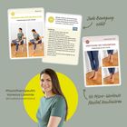 Texte: "Dehnung der Hüftmuskulatur", "Jede Bewegung zählt", "Kräftigung des Fußgewölbes", "50 Micro-Workouts flexibel kombinieren". Physiotherapeutin Vanessa Lämmle.