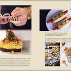"God appetit!" steht auf einem Bild mit elegant angerichtetem Essen. Links ein opulentes Smørrebrød, rechts Hot Dogs.