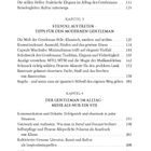 Inhaltsverzeichnis mit Kapiteln über Gentleman-Stil und Alltag. Themen: Selbstfürsorge, Stil, Kommunikation, Etikette.