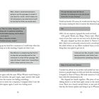 Seite 12 und 13 zeigen Gesprächsausschnitte über Julian und Winnie. Jemand vermisst Leo und erwähnt, versehentlich zu helfen.