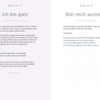 Links: Kapitel 6, Ich bin ganz; Text über Selbstreflexion. Rechts: Kapitel 6, Was mich ausmacht; Übung zur Selbstfindung.