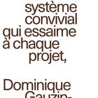 "Contributions, 44. Un écosystème convivial qui essaime à chaque projet, Dominique Gauzin-Müller." Brown text auf weißem Hintergrund.