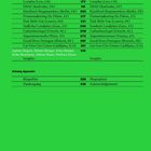 Übersicht von Projekten und Anhang mit Seitenzahlen. Grüner Hintergrund, zweisprachig (Deutsch/Englisch).