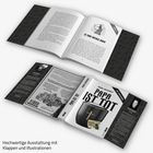 „PAPA IST TOT“ auf dem Buchcover, Urne mit Kreuz. Innen Text: „TIE YOUR MOTHER DOWN“. Hochwertige Aufmachung.