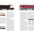 Text links oben: "FARBGEBUNG Baureihe 112 – Prototypen". 
Zeigt mehrere Lokomotiven mit technischen Beschreibungen. Rechts oben ist eine rote Lokomotive mit "DR"-Logo.