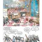 Illustration: Eine chaotische Küche mit achtbeinigen Kreaturen. Sprechblasen: "Huiii, es ist schlimmer, als ich dachte!"