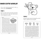 "Willkommen in deiner Cute World!" Drei Wortsuche-Typen mit Illustrationen, z.B. Tee- und Tierbilder. Viel Spaß beim Rätseln!