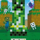 Nummern 1 bis 6, Farben Schwarz, Dunkelgrün, Hellgrün, Gelb, Hellblau. Pixelbild eines grünen Wesens in Blockwelt.