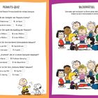 Links: "PEANUTS-QUIZ" – Ein multiple-choice Quiz über die Peanuts.  
Rechts: "BILDERRÄTSEL" – Finde 5 Unterschiede in zwei Peanuts-Bildern.