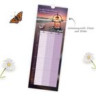 Kalenderblatt mit Zitat: "Den tiefen Frieden im Rauschen der Wellen wünsche ich dir." Darunter Terminfelder für August.