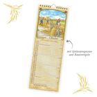 Kalender mit Bauernregeln: "Nebel kann nur vor Regen schützen, das wissen der Oktober und Pilze." Illustration: Ernte im Herbst.