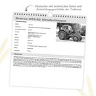 "Belarus MTS 82 Allradschlepper" mit technischen Daten wie Höchstgeschwindigkeit, Motorleistung und Hubraum. Foto eines Traktors.