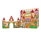 Text: "Im Land der Märchen ist was los!", "Das kunterbunte Märchenschloss". Eine bunte Illustration eines märchenhaften Schlosses.