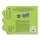 Text: "Der kleine Maulwurf ist gern unterwegs! Er besucht seine Freunde und erkundet die große weite Welt. Begleite ihn auf seinen Ausflügen und lerne seine liebsten Fahrzeuge und Fluggeräte kennen!" Darunter ist der kleine Maulwurf neben einem blauen Flugzeug.