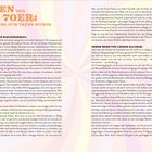 **Überschrift:** DAS ESSEN DER 70ER: ALS ERNÄHRUNG ZUM TREND WURDE  
**Zwischentitel:** ES WAR EINMAL EIN SCHLECKERMAUL, IMMER MEHR UND LÄNGER HALTBAR

Seite mit Text im Retro-Stil, ein Foto von Einkaufswagen und eine Backzutatenszene. Nummern 58 und 59 enthalten.