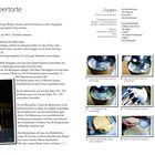 Rezept für Erdbeertorte mit Zutatenliste und Zubereitungsschritten, enthält Fotos der Backschritte, z. B. Eiweiß schlagen.